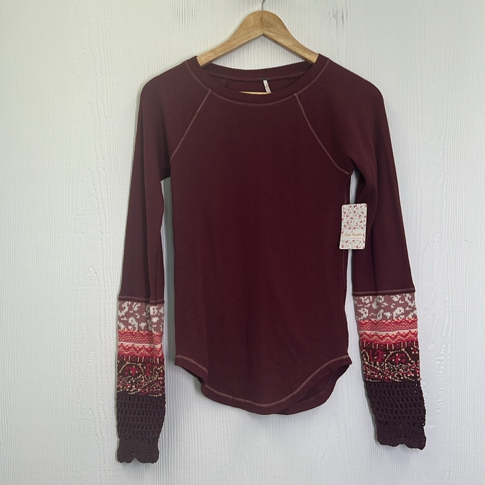 Free People - NWT In The Mix Rio Vino Thermal Long Sleeve Fun Top Size Medium - Picture 9 of 12